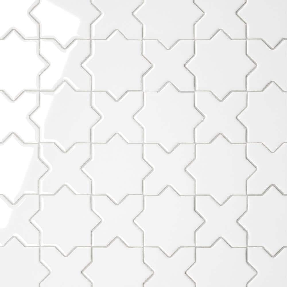 Sample-Le Cafe 4 in. x 5 in. White Porcelain Mosaic Tile price history on PriceWatchPro