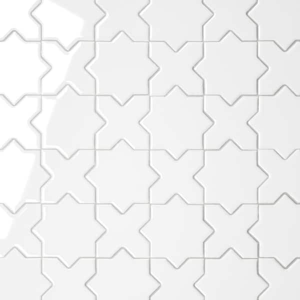 Le Cafe 12 in. x 12 in. White Porcelain Mosaic Tile (10 sq. ft. /Case)