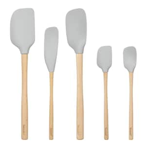 Flex-Core Oyster Gray Wood Handled Spatula for Meal Prep (Set of 5)