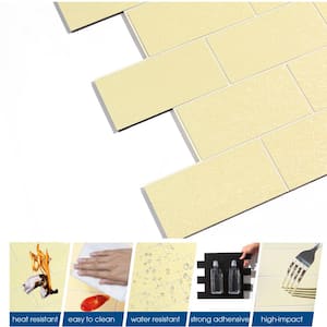 12 in. x 12 in. PVC Glitter Bright Yellow Peel and Stick Backsplash Subway Tiles for Kitchen (20-Sheets/20 sq. ft.)