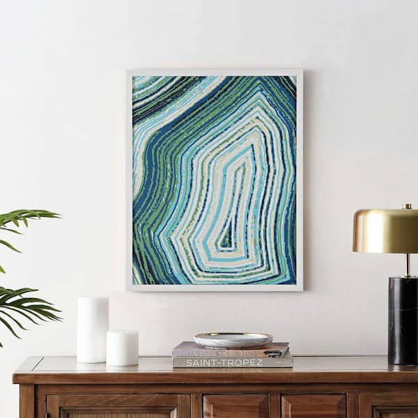 Emerald Resonance Framed Mixed Media Abstract Wall Art 4 in. x 19 in.