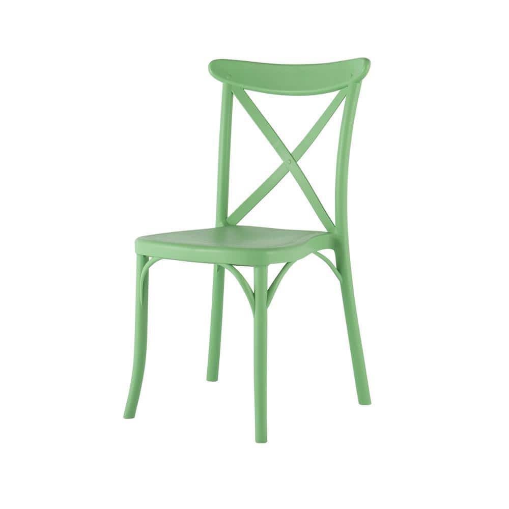 Mint Green Stackable Armless Resin Dining Chairs, Set of 2