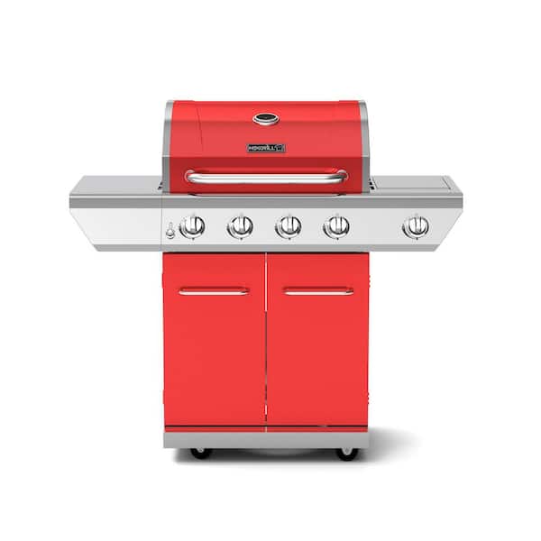Nexgrill 4-Burner Propane Gas Grill in Red with Side Burner
