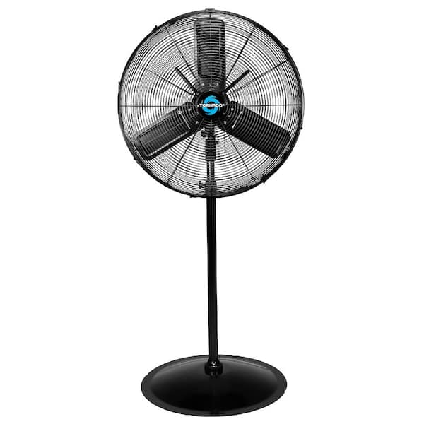 24 in. Outdoor Rated IPX4 Water-Resistant Metal Oscillating Pedestal Fan, 2 Speeds, 7600 CFM, ETL Listed, Black