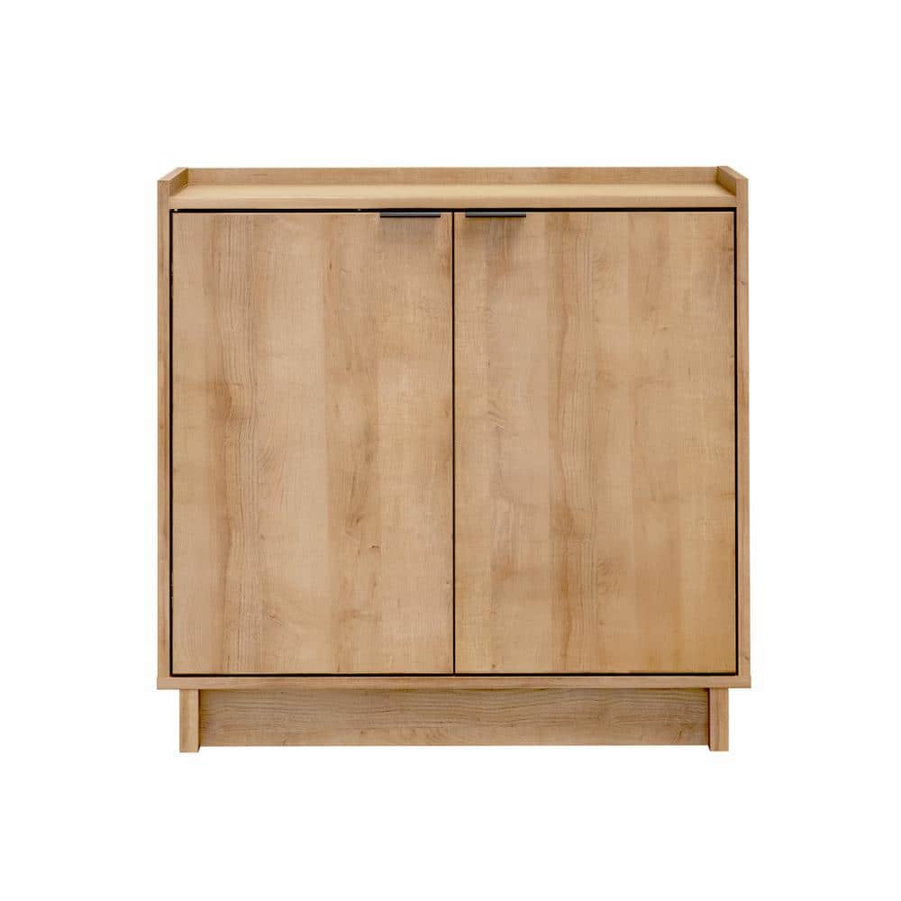 Oak Light Wood Living Room Cabinet with Adjustable Shelving