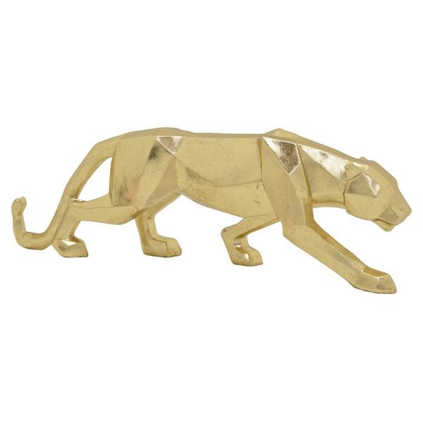 THREE HANDS 17 in. L x 3 in. W x 5 in. H Jaguar Tabletop in Gold Resin / Magnesium
