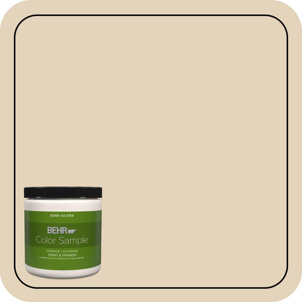 BEHR PREMIUM PLUS 8 oz. #BXC-50 Stucco White Semi-Gloss Interior ...