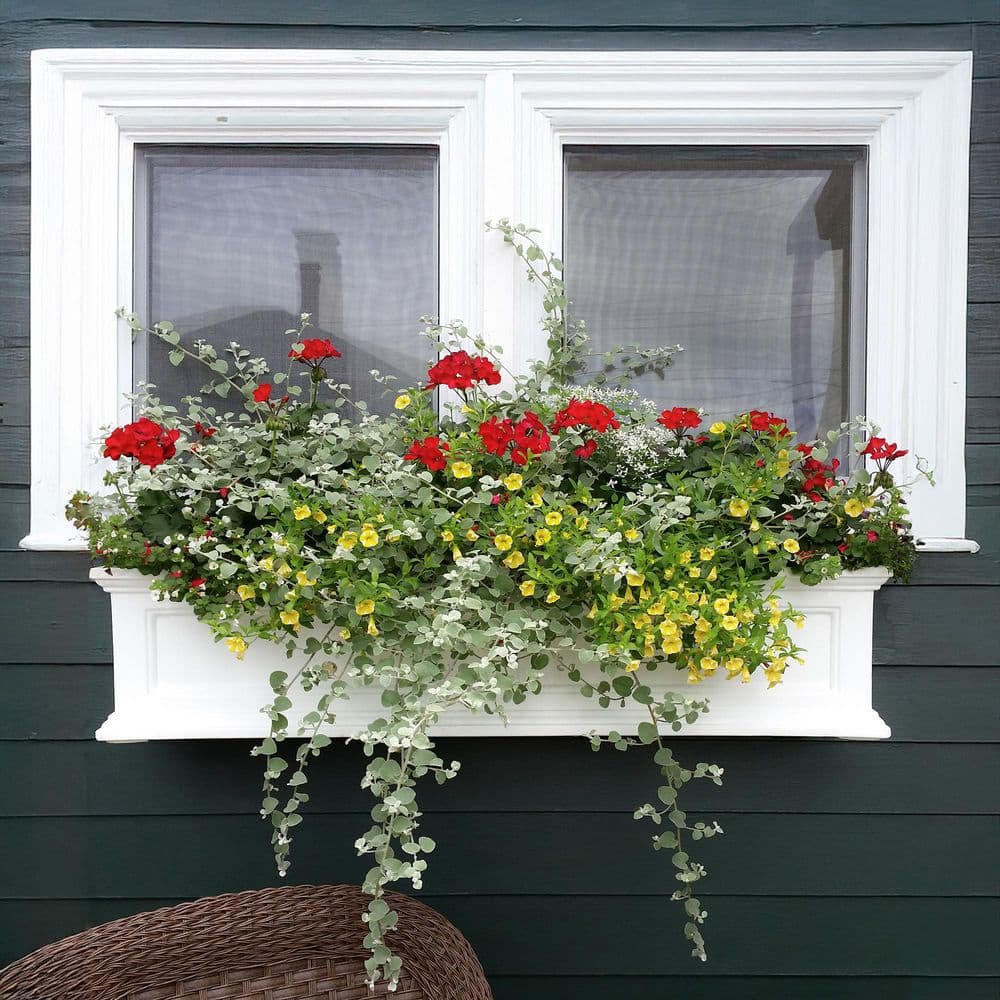 Fairfield White Polyethylene Self-Watering Window Box Planter