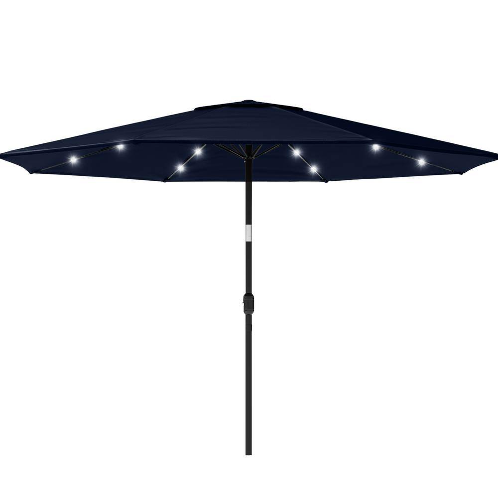 Navy Blue 10-Foot Patio Umbrella with Solar LED Lights