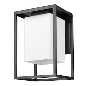 Gladwin 10.5 in. Matte Black 1-Light Outdoor Wall Lantern with OpalGlass