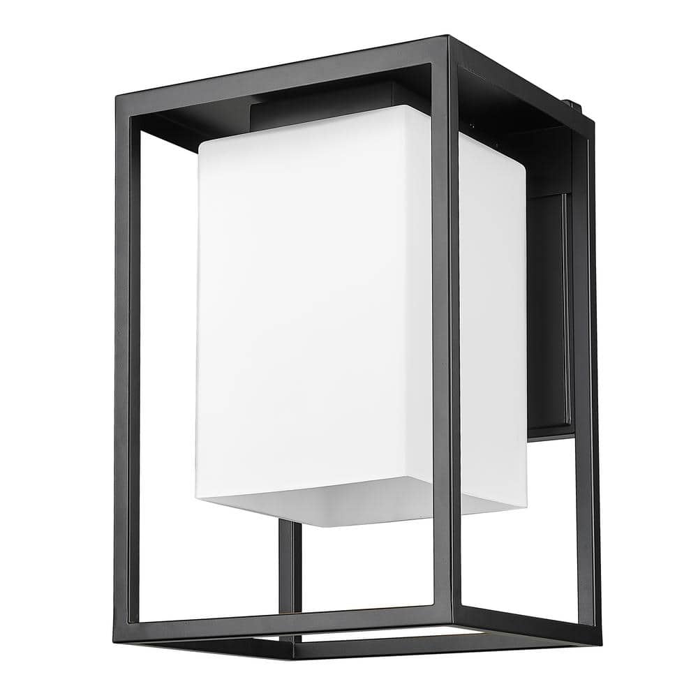 Gladwin 10.5 in. Matte Black 1-Light Outdoor Wall Lantern with OpalGlass price history on PriceWatchPro