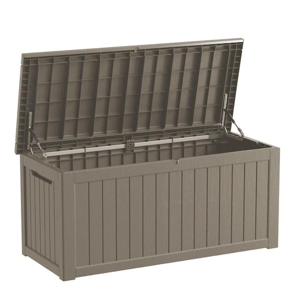 Light Brown Resin Outdoor 230 Gal Large Storage Deck Box