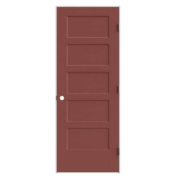 Masonite 24 in. x 80 in. 5-Panel Bayshore Left-Hand Hollow Red Bluff Molded Composite Single Prehung Interior Door with Flat Jamb