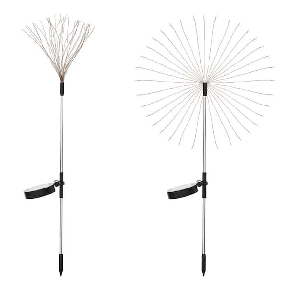 YANSUN Solar Garden Decorative White Firework Path Lights - 120 LED, Waterproof Outdoor String Path Lights (2-Pack)