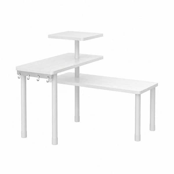 White Countertop Organizer Organization, 3 Tier Moveable Corner Shelf Organizer for Kitchen, Bathroom, Spice Rack