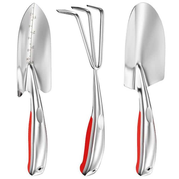 Dyiom 3-Piece Stainless Steel Heavy-Duty Garden Tool Set with Soft Rubberized Non-Slip Ergonomic Handle
