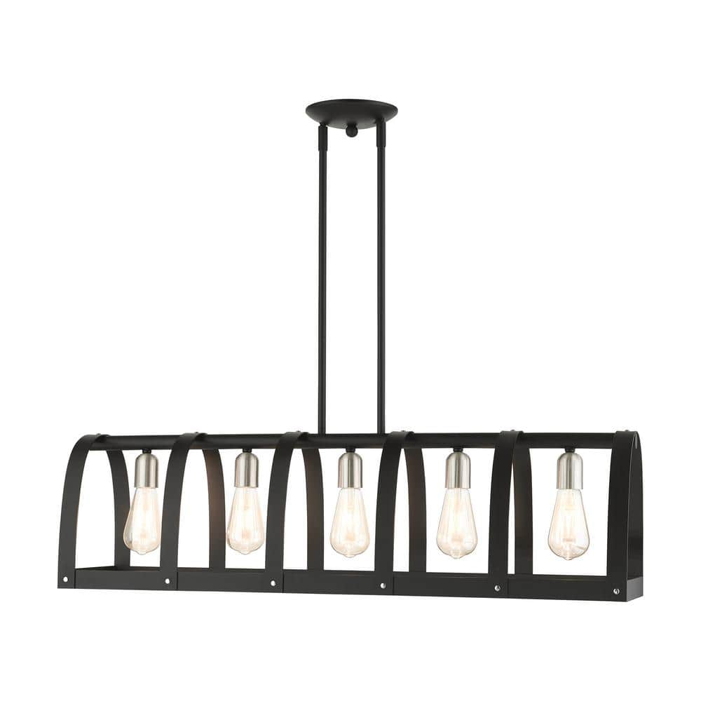 Meadowalk 5-Light Textured Black Linear Chandelier price history on PriceWatchPro
