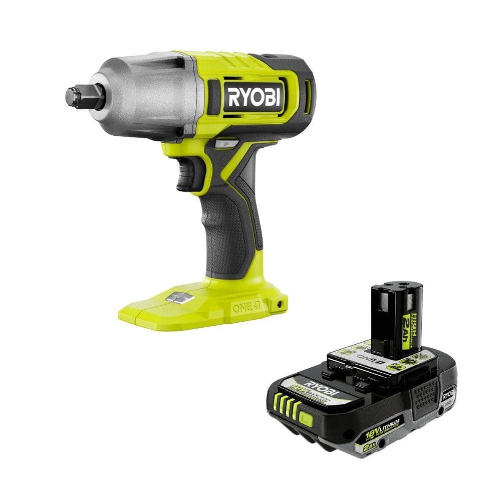 RYOBI ONE+ 18V Cordless 1/2 in. Impact Wrench with 2.0 Ah Lithium-Ion HIGH PERFORMANCE Battery -  PCL265PBP003