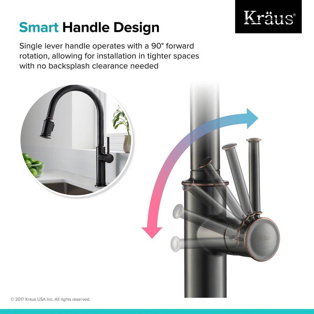 Oil Rubbed Bronze Pull-Down Kitchen Faucet with Soap Dispenser