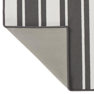 Tufted Dark Grey and White 2 ft. 2 in. x 8 ft. Gladwin Stripe Runner Rug