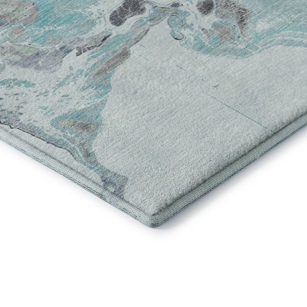 Mayfield Premium Machine Washable Abstract AMF1688 Teal 9 ft. x 12 ft. Area Rug
