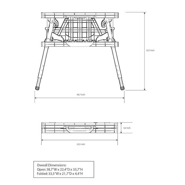 Keter - 21.65 in. x 33.46 in. 33.7 in. Folding Work Table with Adjustable Legs