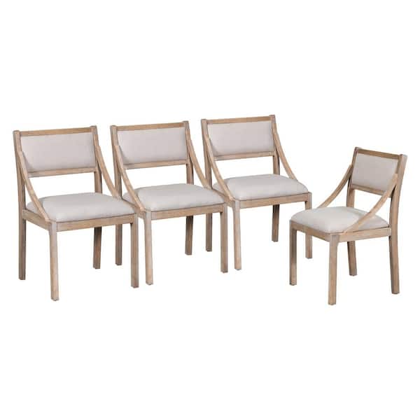 Maincraft Light Brown Retro Wood Dining Chairs for Kitchen, Living Room, Dining Room (Set of 4)