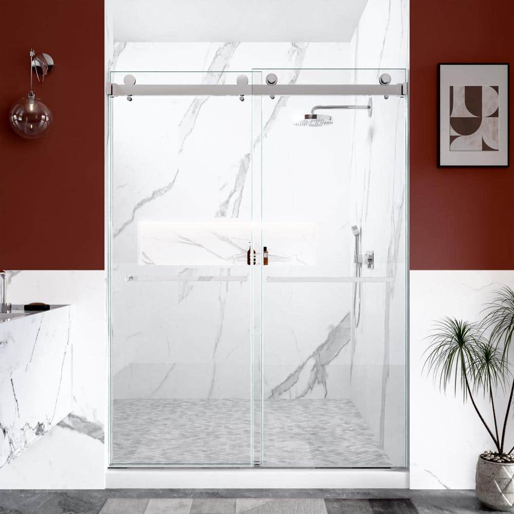 "56 in.-60 in.W x 80 in.H Frameless Double Sliding Shower Door in Chrome Finish with 3/8""in. Tempered Glass" price history on PriceWatchPro