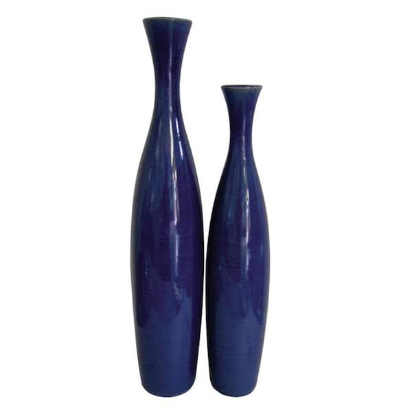HomeRoots Jordan Cobalt Blue Ceramic Table Vase