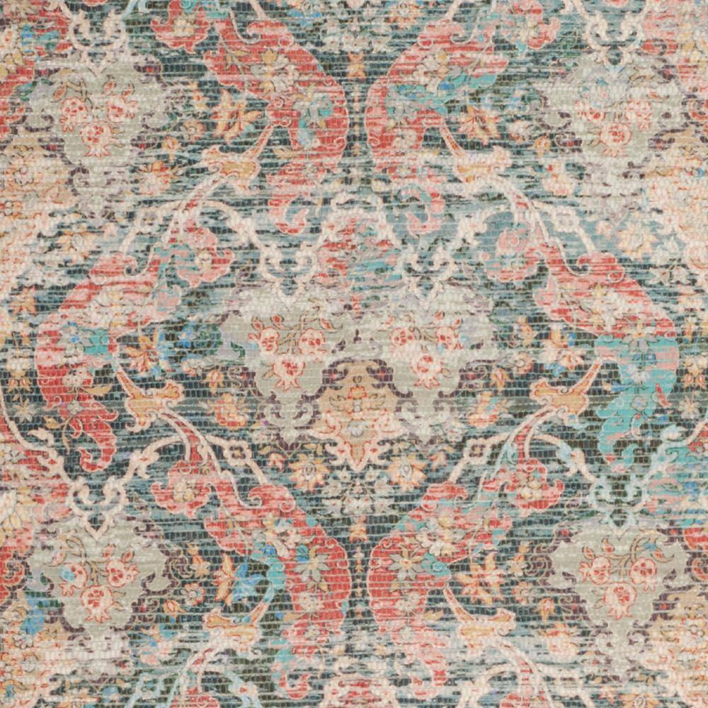 Saffron Coral Aqua Floral Hand-Loomed Wool Area Rug
