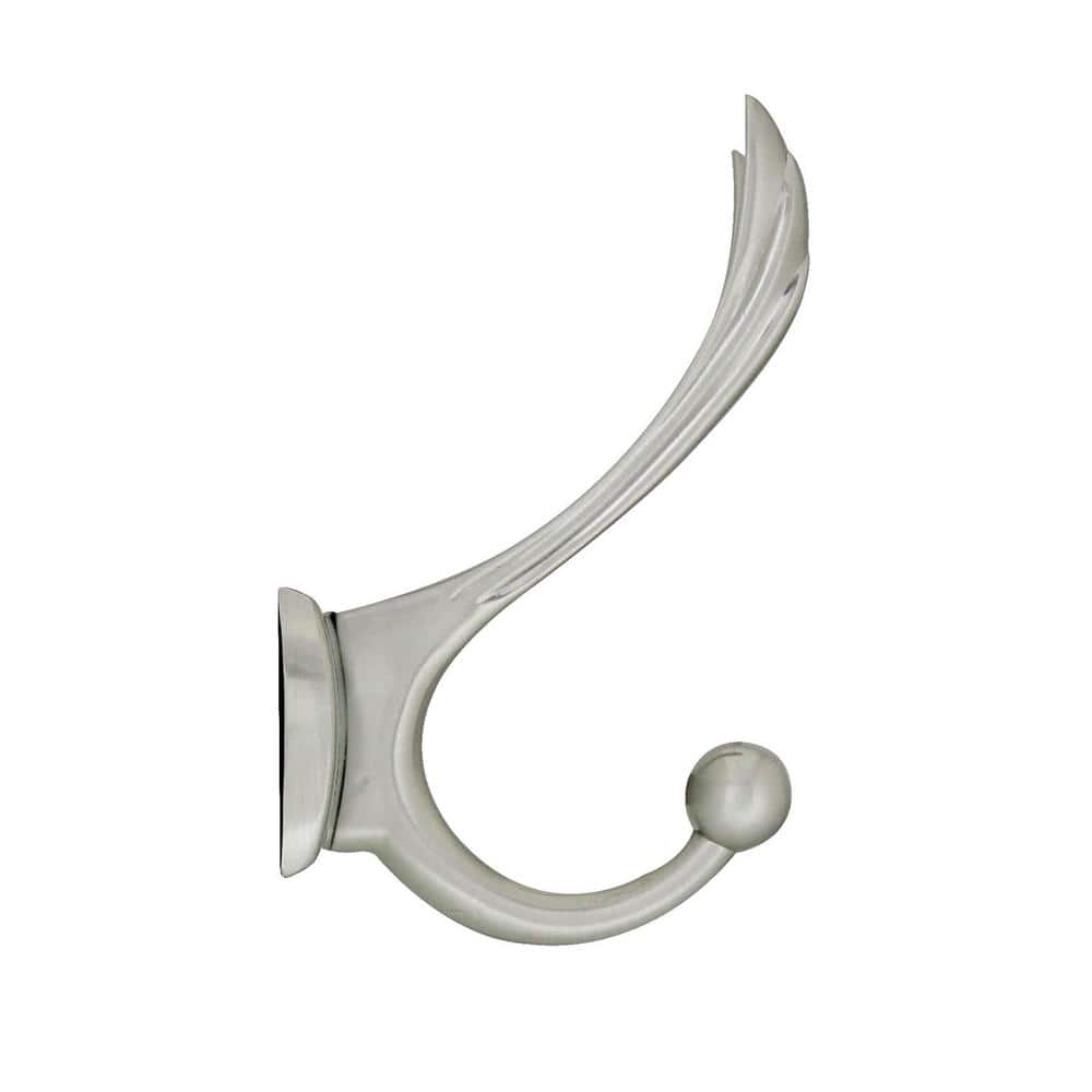 Satin Nickel Triple J-Hook Wall Mounted Towel Rack