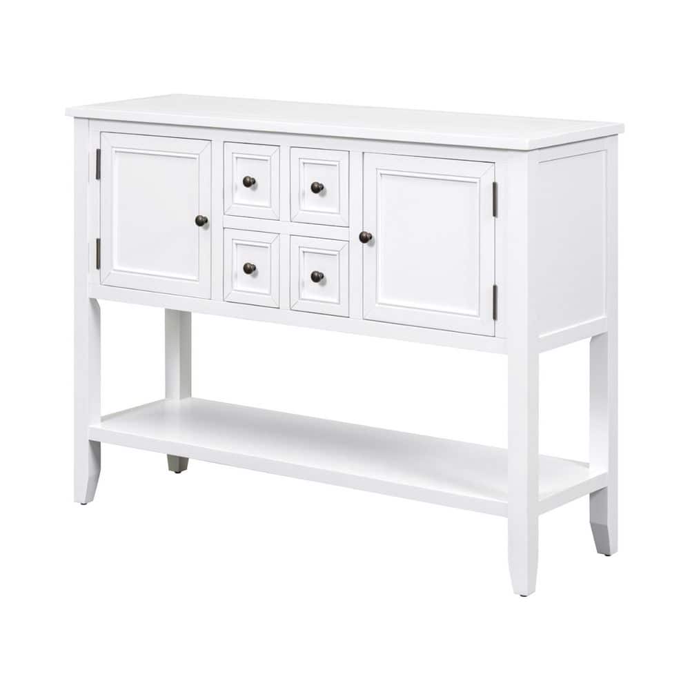 46 in. W x 34 in. H x 15 in. D White Wood Rectangular Storage Console Table with Shelf and Drawers for Living Rooms price history on PriceWatchPro