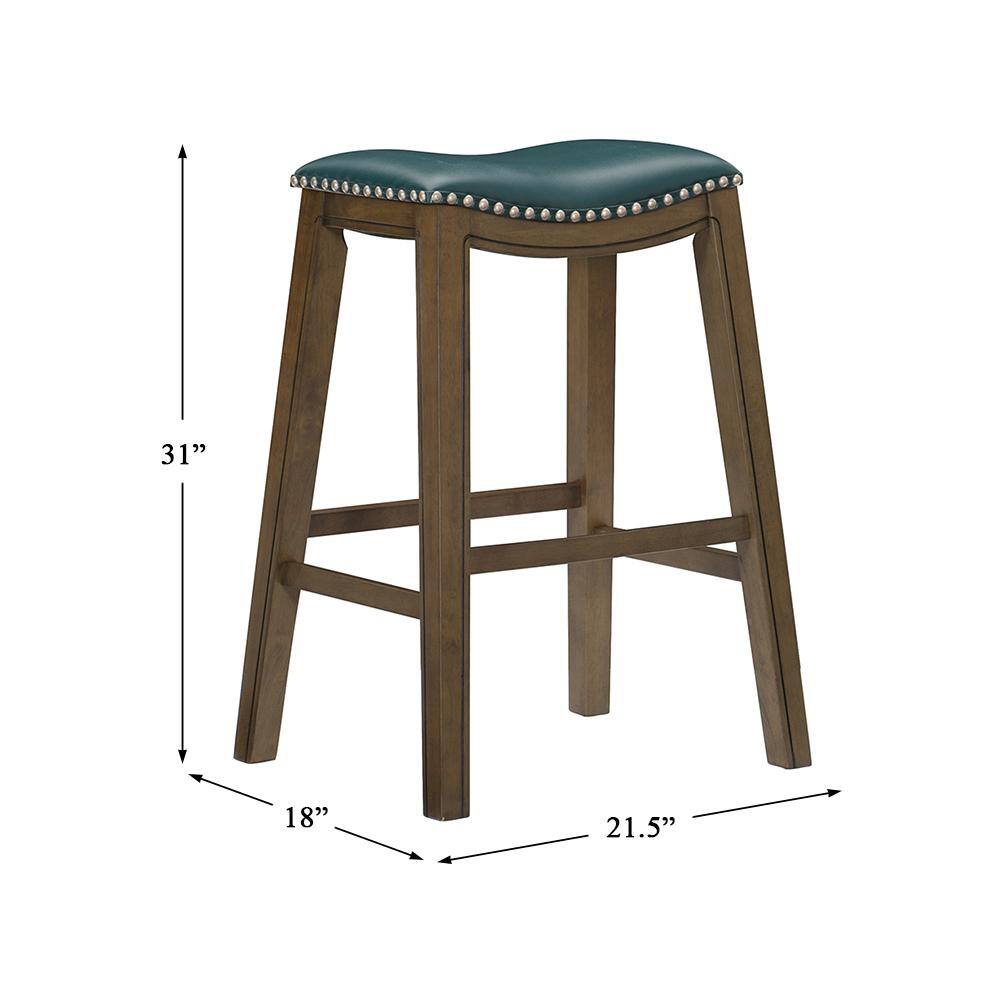 Contemporary Green Saddle-Style Wood Pub Stool 31''