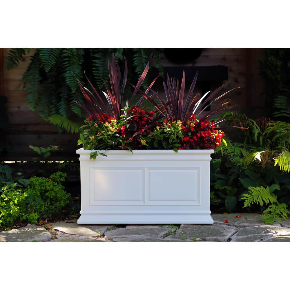 White Large Rectangular Self-Watering Outdoor Planter Box