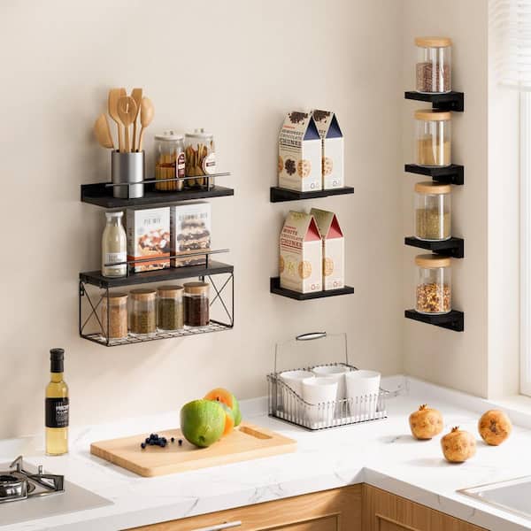 W x D Black Floating Shelves, Decorative Wall