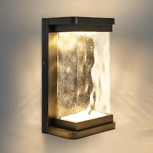 1-Light Black Integrated LED Outdoor Sconce Wall Light with Dusk to Dawn