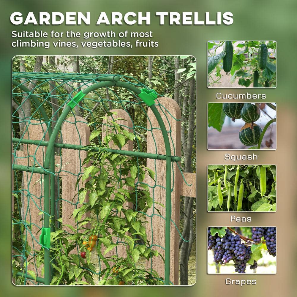 Green Metal 72" Tall Arch Garden Trellis for Climbing Plants