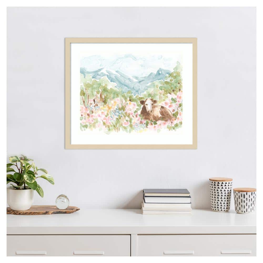 Cow Meadow V Svelte Natural Framed Wall Art Print