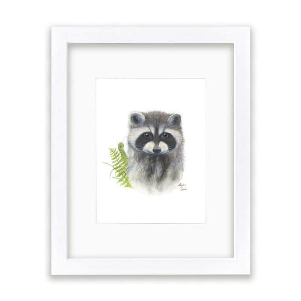 Unbranded Woodland Littles 2 "Raccoon" by Alyssa Lewis Individual White Framed with Mat Animal Art Print 24 in. x 18 in.