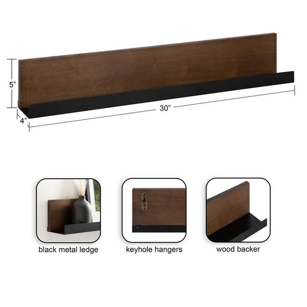 Kate and Laurel Ubbard 4.87 in. x 30.00 in. Walnut Brown Wood