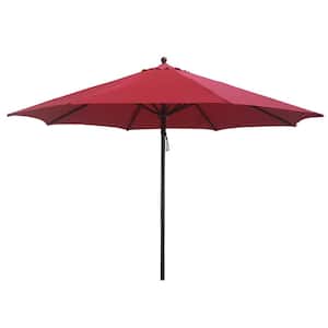 12 ft. Aluminum Round Patio Market Umbrella with Push Button in Red