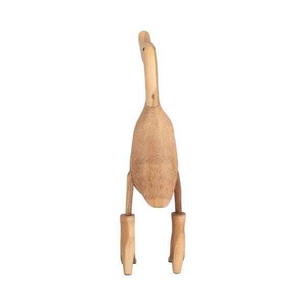 Liv & Skye Brown 5 in. x 20 in. Wood Novelty Duck In Rainboots