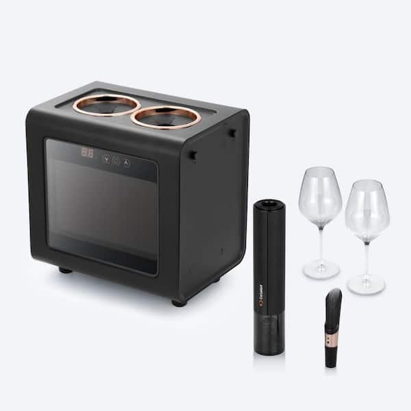 Ca'Lefort 2-Bottle Electric Wine Chiller Set with Auto Opener and Crystal Glasses, Fathers Day Gift for Wine Lovers