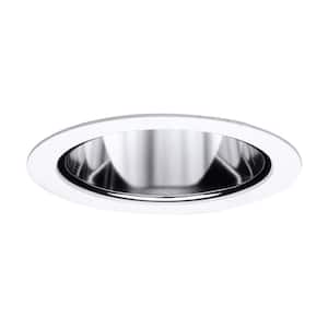 4 in. Satin White Recessed Ceiling Light Cone Trim with Specular Reflector