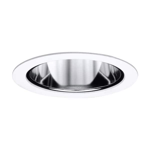 HALO 4 in. Satin White Recessed Ceiling Light Cone Trim with Specular Reflector