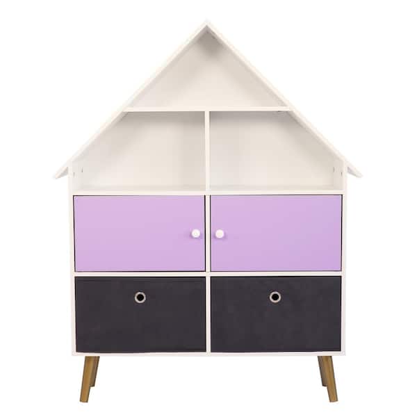 Violet Dollhouse Storage Organizer & Bookcase, Purple/White