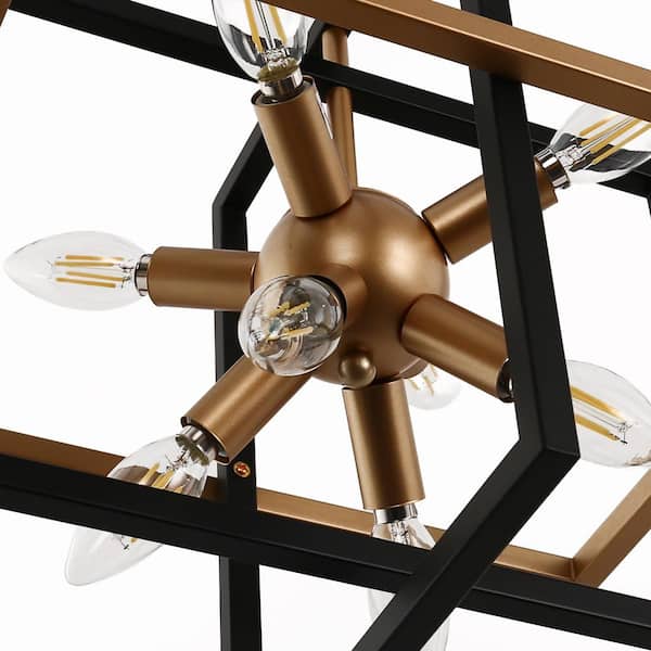 Briignite 8-Light Black and Gold Industrial Sputnik Chandelier