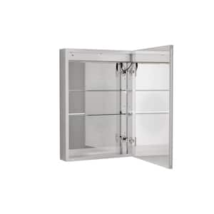 20 in. W x 28 in. H Rectangular Aluminum Light Medicine Cabinet with Mirror and Defog, Inner Mirror, Right Swing