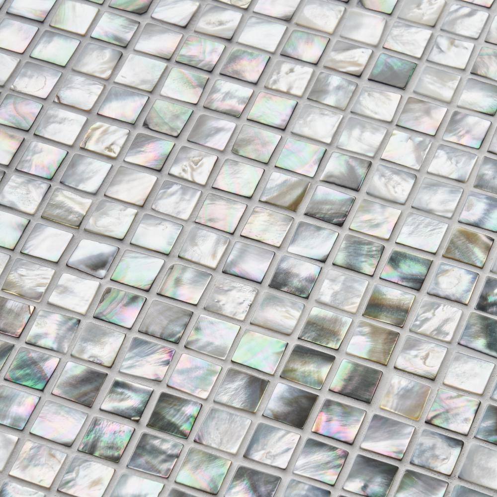 Gray Iridescent Seashell Mosaic Tile 12x12