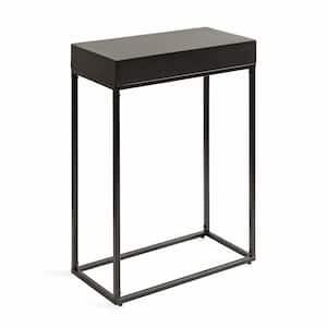 Karlsen 16 in. Black Rectangle Solid Wood End Table